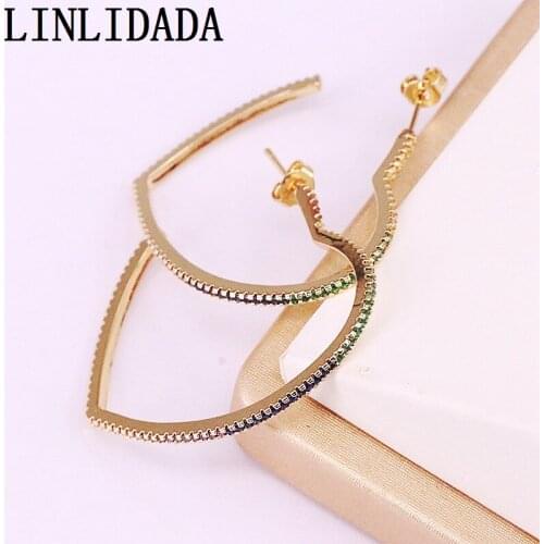 3Pairs 2019 New Colorful Jewelry Fashion CZ Zirconia Heart Big Studs Earrings