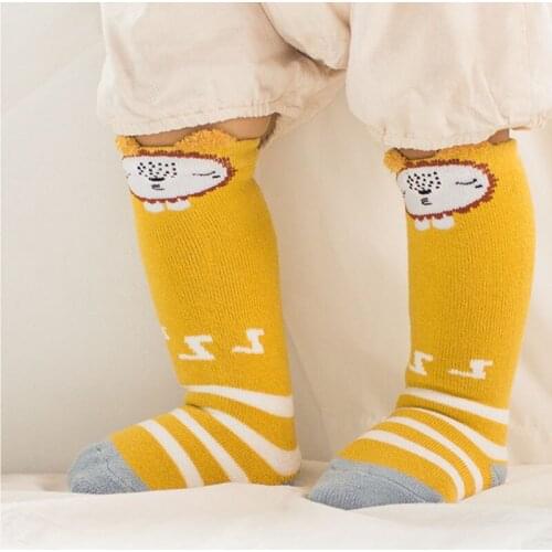 3 Pairs Warm Baby Winter Socks Set Cartoon Animal Bear Knee High Socks For Kids Children Toddler Thick Cotton Long Socks