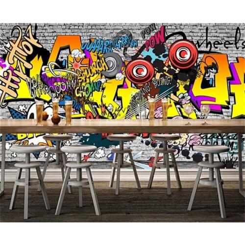 Custom 3d Wall Paper silk Wallpaper for KTV bar background wall 3d Murals Background trend street graffiti wallpapers