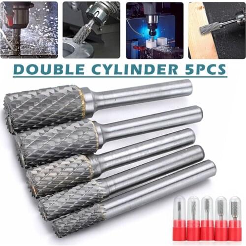 5Pcs 1/4" Tungsten Carbide Rotary Burr Bit Metal Wood Deburring Polishing File Milling Engraving Cutter Set For Rotary Tools
