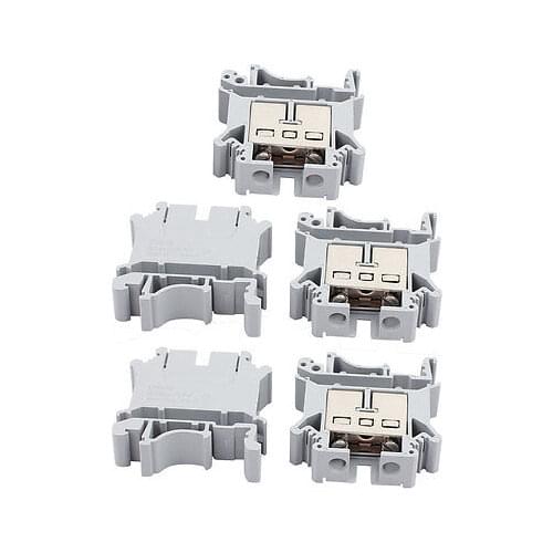 5Pcs UK-16N DIN Rail Mount Guide Terminal Block 800V 101A 16mm2 Cable Gray