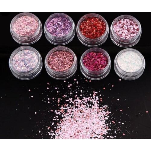 8 Boxes/lot pink Purple Chunky Glitter Mix 8 colors Glitter / Nail Art / Glitter Dot Mix/Decoration Glitters /DIY Craft Glitter