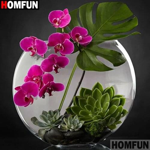 HOMFUN DIY 5D Diamond Painting "Flower leaf view" Full Diamond Embroidery Sale Picture Of Rhinestones For Festival Gifts A25883