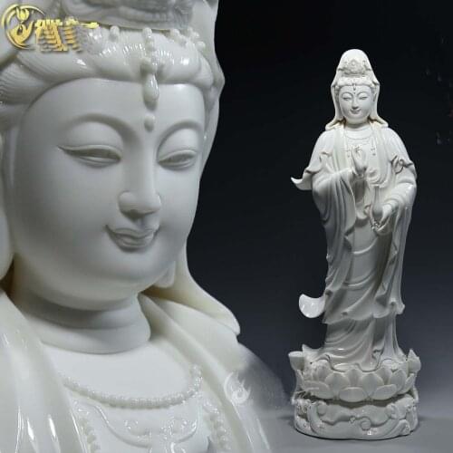 40cm large 2021 HOME high grade Buddha statue Guan yin PU SA Avalokiteshvara Buddha Ceramic statue bless safe health good luck