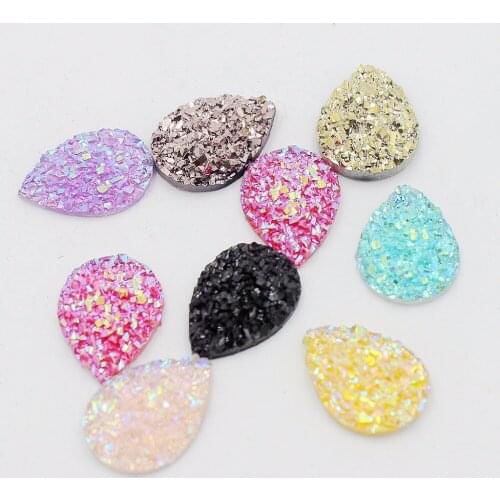 New 10*14mm Drop Shape 50pcs Resin Rhinestones Ore Surface Flatback Beads Scrapbooking Crafts Jewelry Accessories