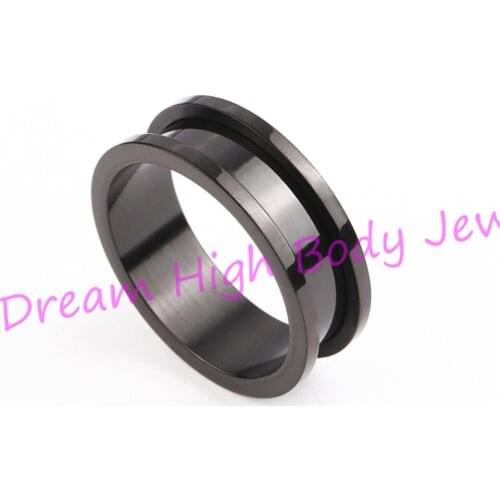 Black Flesh Tunnel Ear Plug Expander Piercing Fashion Body Piercing Jewelry Screw Hand polishing 316L Stainless Steel Titanium