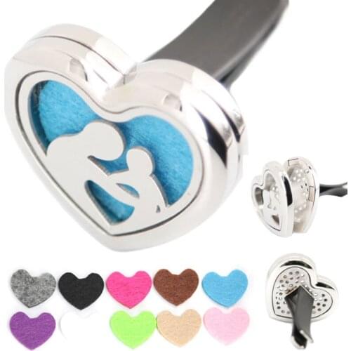 AMYA Jewelry Heart Mother'Baby 30mm Diffuser 316 Stainless Steel Car Aroma Locket Essential Oil Car Diffuser Lockets Free Pads