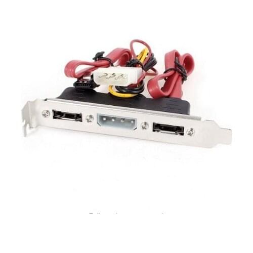 Dual SATA to 2 Ports eSATA + 4 Pin IDE Power PCI Bracket Slot Cable