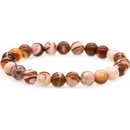 8MM Matte Coffee Stone Elastic Bracelets Stretch Rock Style Mens Bracelets Natural Stone Beaded Jewelry For Women Gift