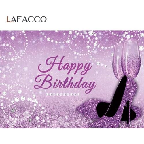 Photo Backdrop Happy Fabulous Womens Birthday Party Blue Purple High Heels Shiny Star Pearl Light Bokeh Poster Photo Background