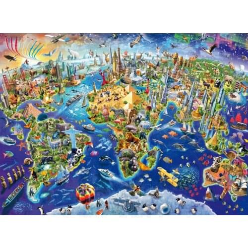 Colorful world map The wooden puzzle 500 pieces ersion jigsaw puzzle white card adult childrens educational toys