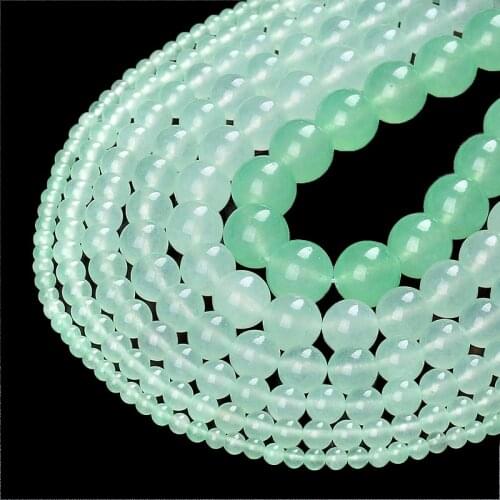 Natural Stone Light Green Jades Round Loose Spacer Beads For Jewelry Making DIY Earrings Bracelet Accessories 15'' 4/6/8/10/12mm