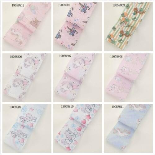 Cute Unicorn Printed 5 Yards Grosgrain/Satin Ribbon 25mm/38mm for DIY Hair Accessories Party Decoration Bows