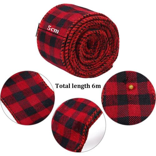 Hot New 5cm/6.3cm Wide Plaid Ribbon for Floral DIY Holiday Wedding Decoration Ornament XH8Z