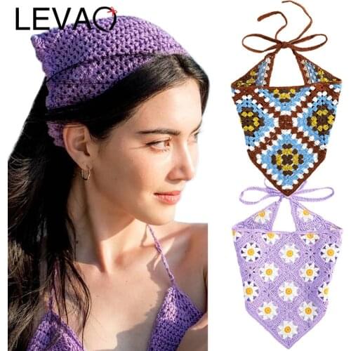 Levao French Girl Triangle Bandanas Vintage Headscarf Headband For Women Hair Accessories Braided Turban Headwear