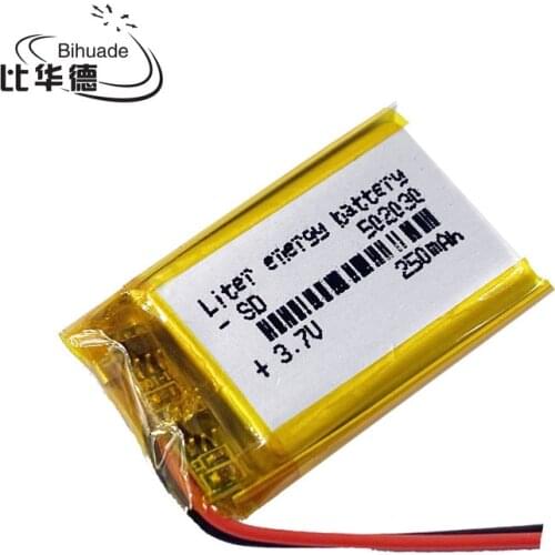 Free shipping 3.7V lithium polymer battery 052030 502030 250mah MP3 MP4 MP5 toy polymer lithium battery