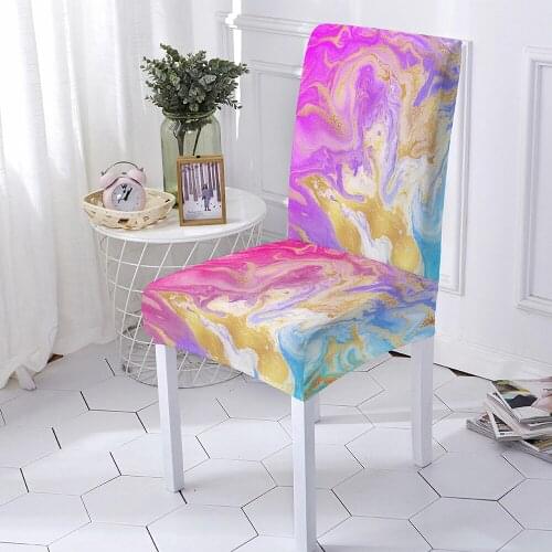 Marble Chair Cover Spandex Stretch Elastic Slipcovers Chair Covers For Dining Room Kitchen Wedding Banquet Hotel 1/2/4/6pcs