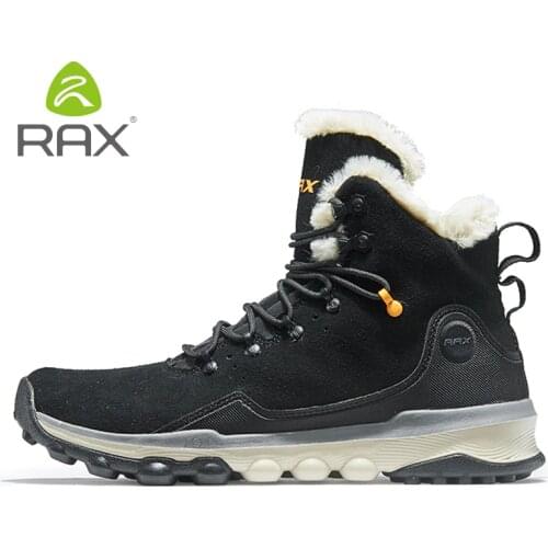 RAX Mens Hiking Shoes Latest Snowboot Anti-slip Boot Plush Lining Mid-high Classic Style Hiking Boots for Professional Men