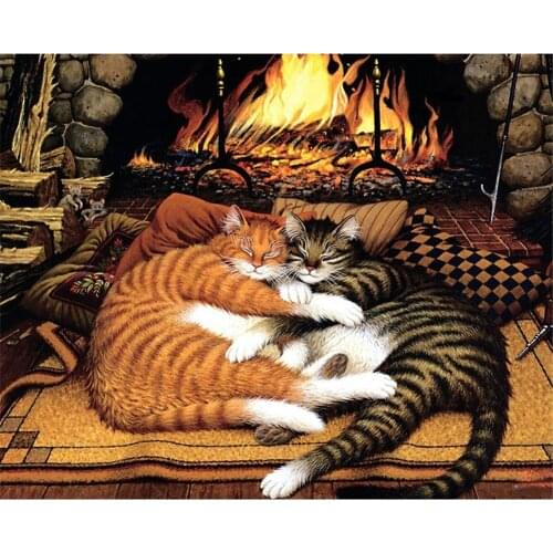 Cat Animal DIY 11CT Cross Stitch Embroidery Kits Craft Needlework Set Printed Canvas Cotton Thread Home Decoration On Room