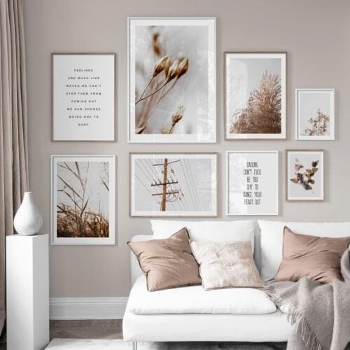 Flower Leaves Wheat Plant Farm Quotes Wall Art Canvas Painting Nordic Posters And Prints Wall Pictures For Living Room Decor