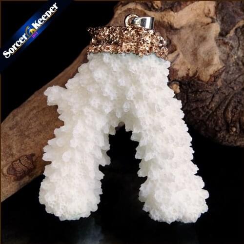 Natural Stone Raw White Coral Pendant Necklace Druzy Drusy Elestial Skeletal Cluster Specimen Fit Jewelry Making AA378