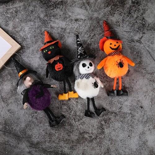 New Fashion Design Halloween Plush Dolls Thanksgiving Pumpkin Gnomes With Witch Cloak Hat Handmade Home Decoration Accessories