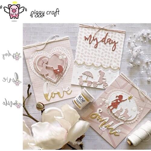 Piggy Craft metal cutting dies cut die mold 3Pcs Letter decoration Scrapbook paper craft knife mould blade punch stencils dies