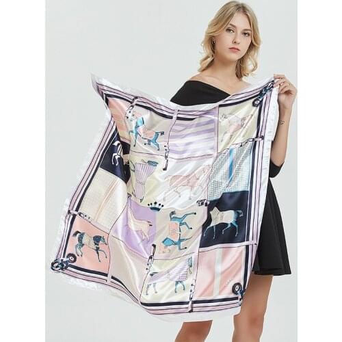 Luxury Fashion Silk Square Scarf For Women 90*90cm бандана Neck Hair Tie Band Bag Warp Soft Neckerchief Hijab Female Foulard