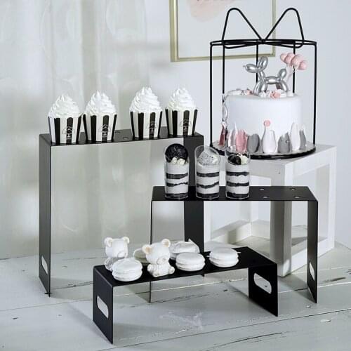 SWEETGO black push cake stand metal iron dessert holder lollipop cupcake racks wedding party candy bar Molding props