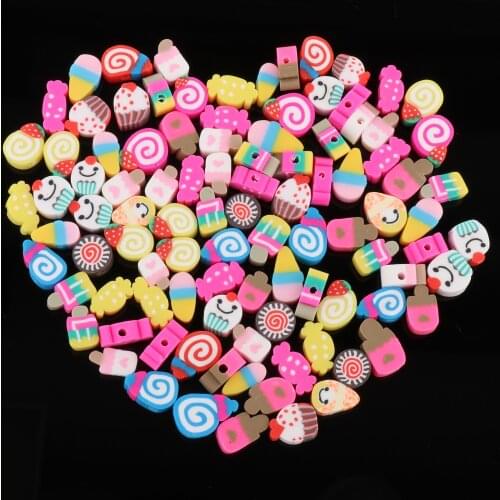 DIY Ice-Cream Beads Polymer Clay Pendants Charms Random for Phone Straps