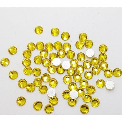 SS3 to SS30 Clear Glitter Non Hotfix Rhinestone Citrine Color 3D Nail Art Decorations Flatback Rhinestones