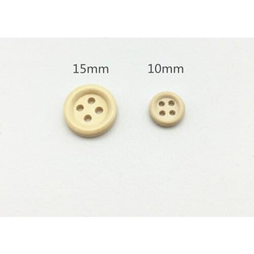 1000pcs 10mm 15mm Natural Wooden Round 4 Holes Buttons For Scrapbooking Sewing Clothing Accessories Button
