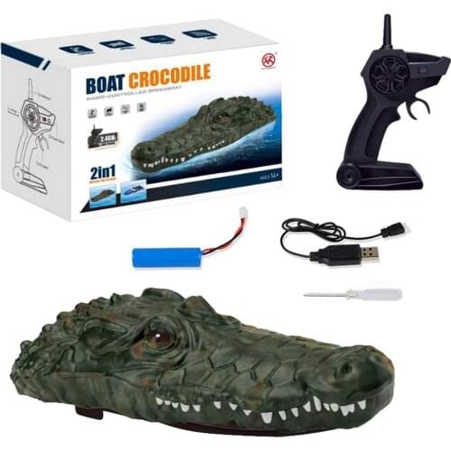 2.4G RC Boat With Simulation Alligator Head 4 Channel Remote Control Electric Racing Boats For Lakes Pond Pool Spoof Toys