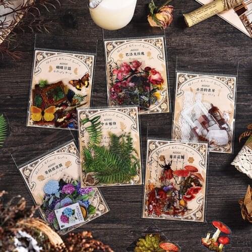 Retro botanical garden series Flower Butterfly PET Sticker Scrapbooking Decorative DIY Diary Album Stick Cute Stationery Sticker
