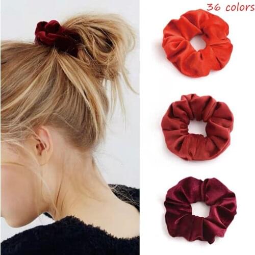 36 Colors Woman Solid Velvet Hair Scrunchies Girls Hair Ties Band Korea Hair Rubber Bands Fashion Hair Accessories Ornament Rope