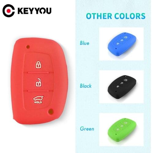 KEYYOU Silicone Car Key Cover Case 3 Buttons For Hyundai IX25 IX35 IX45 Solaris Elantra Accent MISTRA Smart Remote Flip Key Case