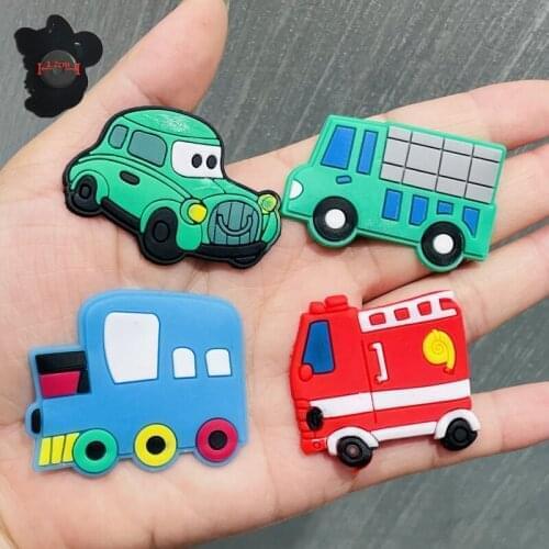 1PCS PVC Cute Cartoon Fridge Magnets Transportation Van Fire Engine Refrigerator Magnetic Sticker Stationery Toy Early Education