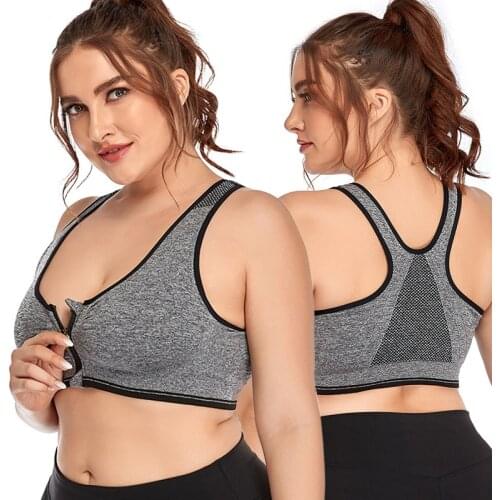 Sports Bras Plus Size Yoga Bra Front Zipper Sport Top Women Fitness Push up Gym Running Shirt Shockproof Athletic Vest