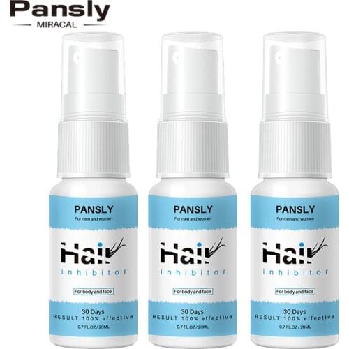 3pc Pansly Stop Hair Spray Painless Hair Growth Removal Inhibitor Serum Bikini Intimate Face Legs Body Armpit Hair Remover