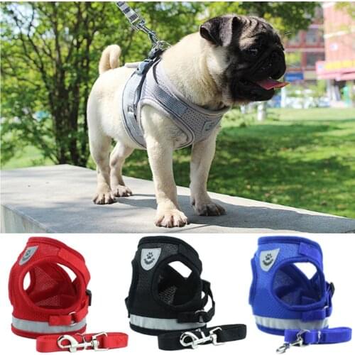 Reflective Safety Pet Dog Harness and Leash Set for Small Medium Dogs Cat Harnesses Vest Puppy Chest Strap Pug Chihuahua Bulldog