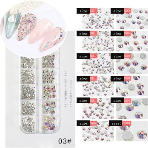 Swarovsky Multi-size AB Crystal Diamonds Pearl 3D Nail Art Decorations Gem Stones For Nails Rhinestone Decoration Nail Jewelry
