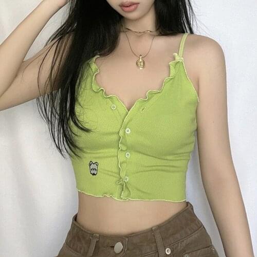 Sexy Strap Basic Tops Women Thin Wild Solid Buttons Camis Vest Women Tank Tops Female Summer Backless Sleeveless Camisole Vests