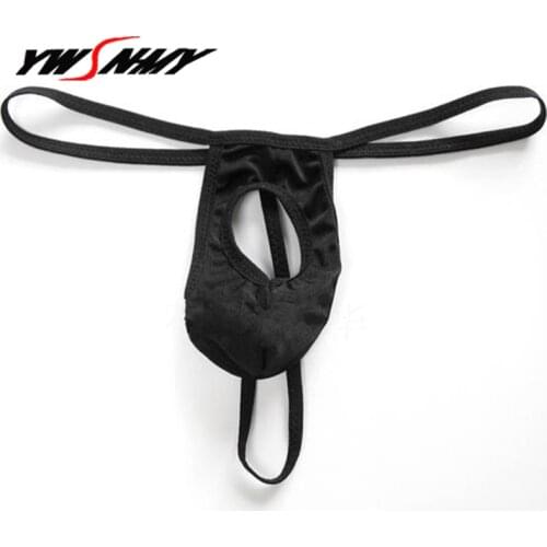 Sexy Thin Belt Gay Thong Penis Hole Pouch T-back Mens Erotic G-string Male Underpants hombre Low Rise Hipster Sissy Panties