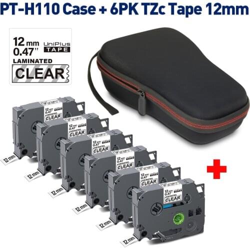 UniPlus Hard EVA Protective Case for Brother PT-H110 PTH110 Label Printer Bag Travel Packing Box 6PK Replace 131 231 Label Tape