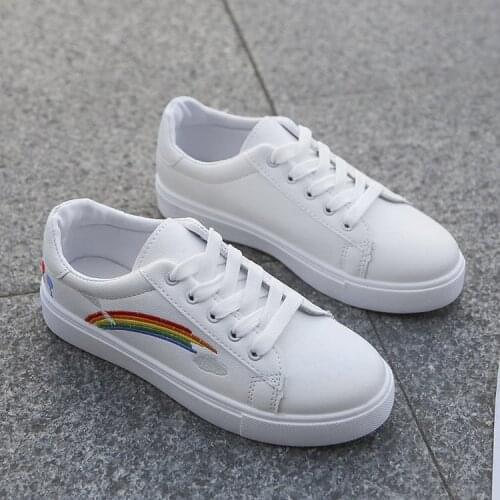 Rainbow white shoes all-match 2021 spring and autumn casual net red autumn and winter casual shoes