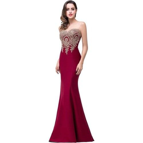 Gorgeous Navy Blue Burgundy Prom Dresses Scoop Neck Gold Appliques Mermaid Style Formal Party Special Occasion Prom Gowns