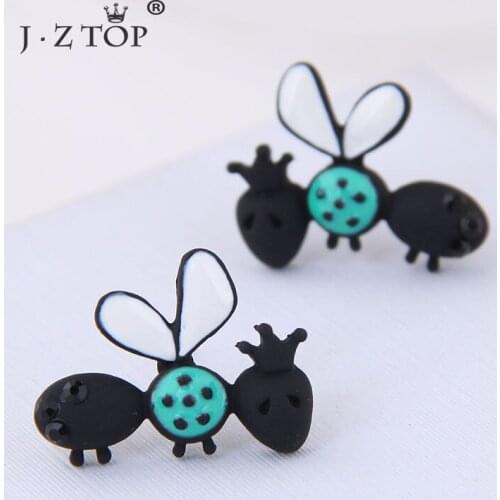 Creative Fun Ladybug Stud Earrings For Women Sweet Fashion Korean Insect Ear Earrings Jewelry Accessories Female