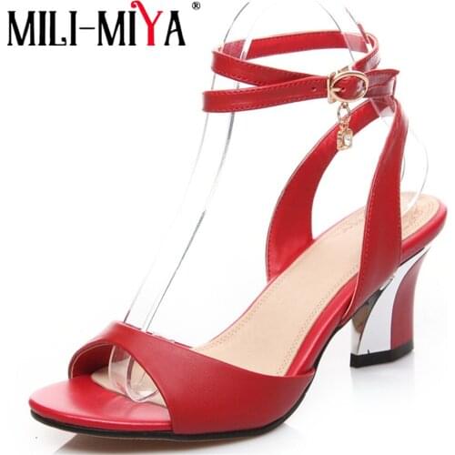 MILI-MIYA Big Size Women Sexy Genuine Leather Shoes Woman Sandals Fashion Peep Toe Party Wedding Shoes Female Sexy Pumps New Sho