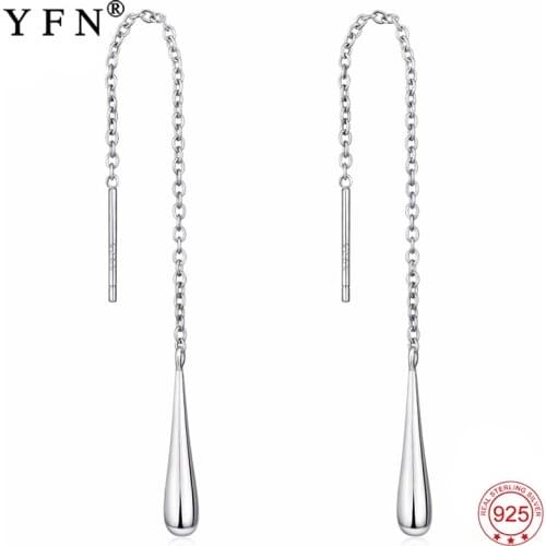 YFN 925 Sterling Silver Earrings Ear Line Water Drop Line Earrings Long For Women Trendy Jewelry Mothers Day Gift Drop Earrings