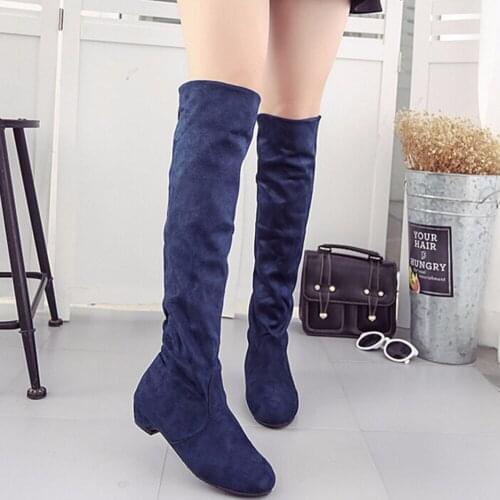 Woman High Boots Shoes Fashion Women Over The Knee Boots Autumn Winter Flock Botas Thigh High Boots Ladies botas mujer